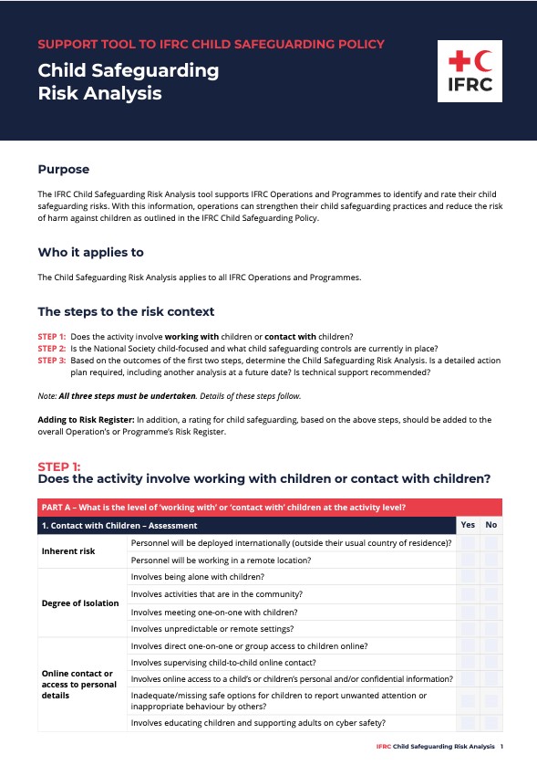 Child Safeguarding Risk Analysis 