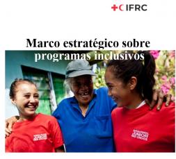 Cover of the document: Image of an older woman and two young Red Cross volunteers