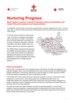 PSEA Policy Development and Implementation in South Sudan Red Cross